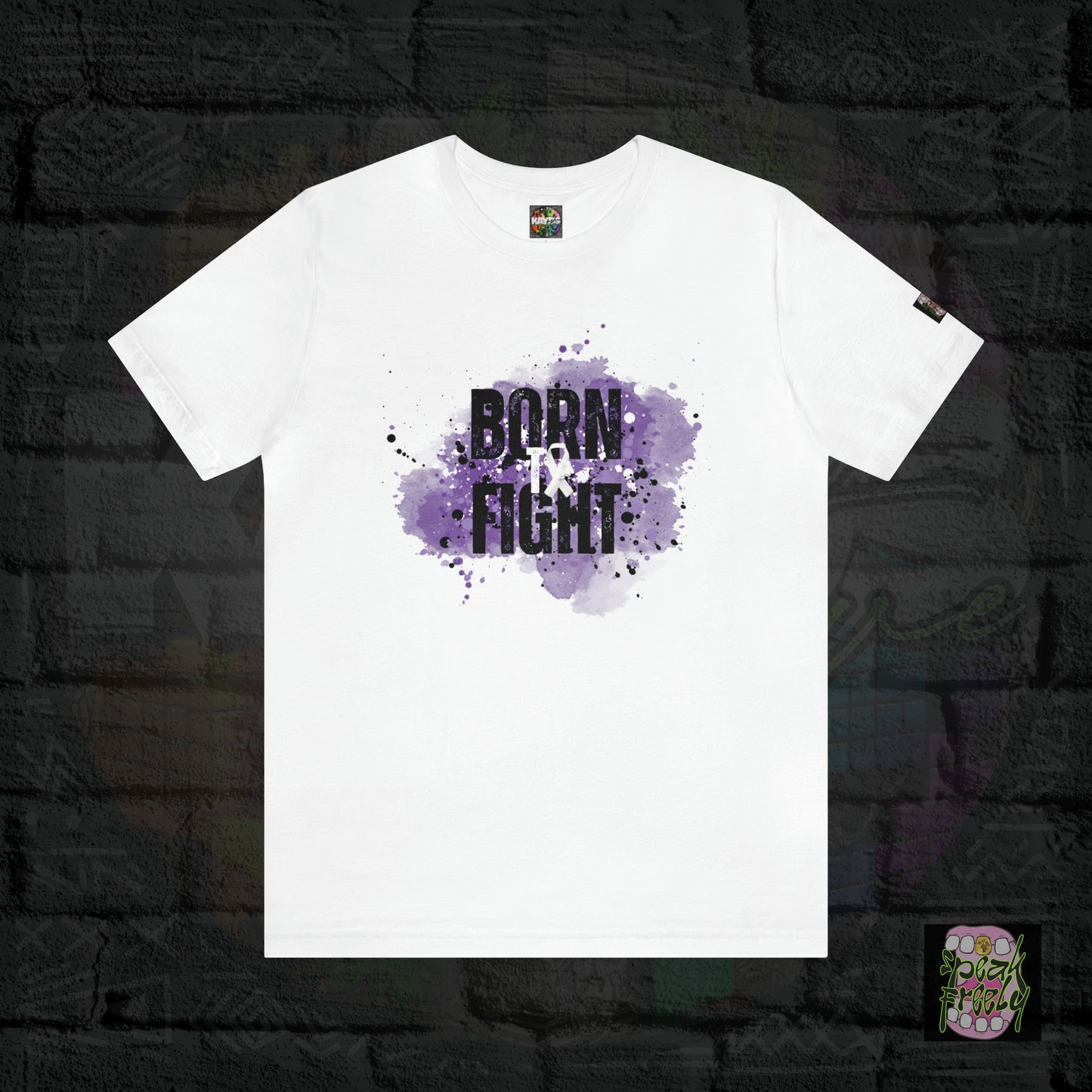 Ribbon Lavender "BORN TO FIGHT" Short Sleeve Tee