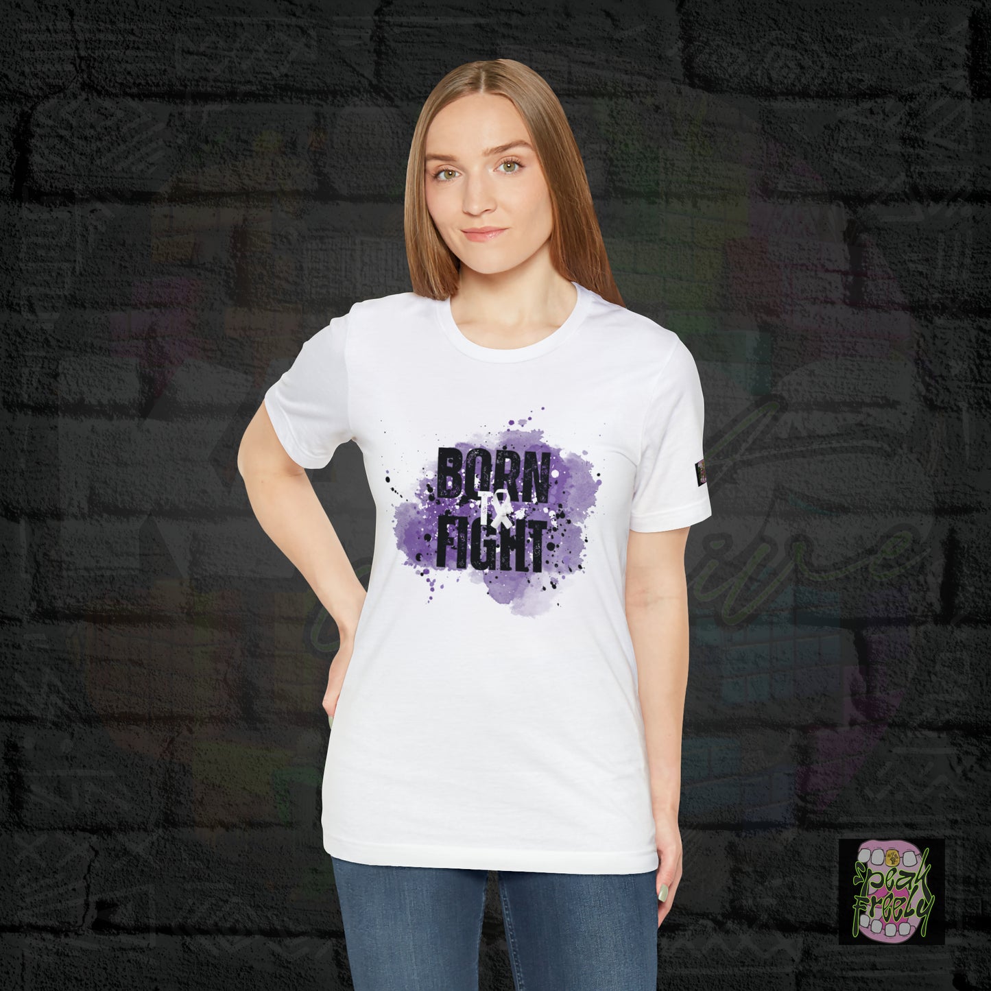 Ribbon Lavender "BORN TO FIGHT" Short Sleeve Tee